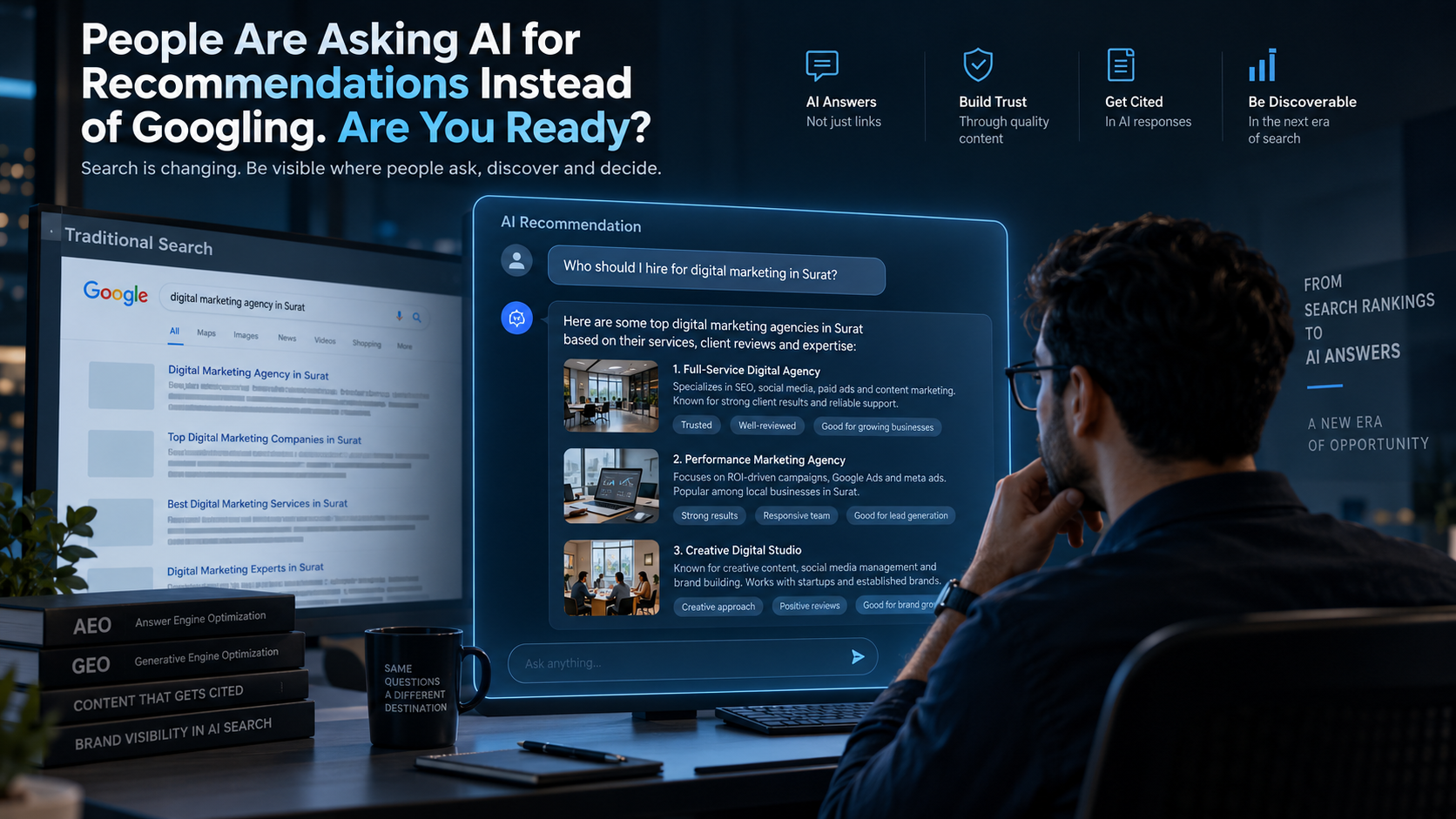 AI search recommendation showing how businesses can appear in ChatGPT and other AI search results