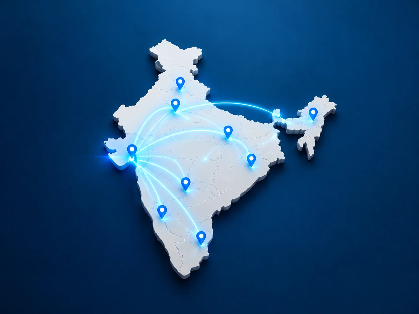 Industrial SEO network map connecting Vadodara to buyers across India