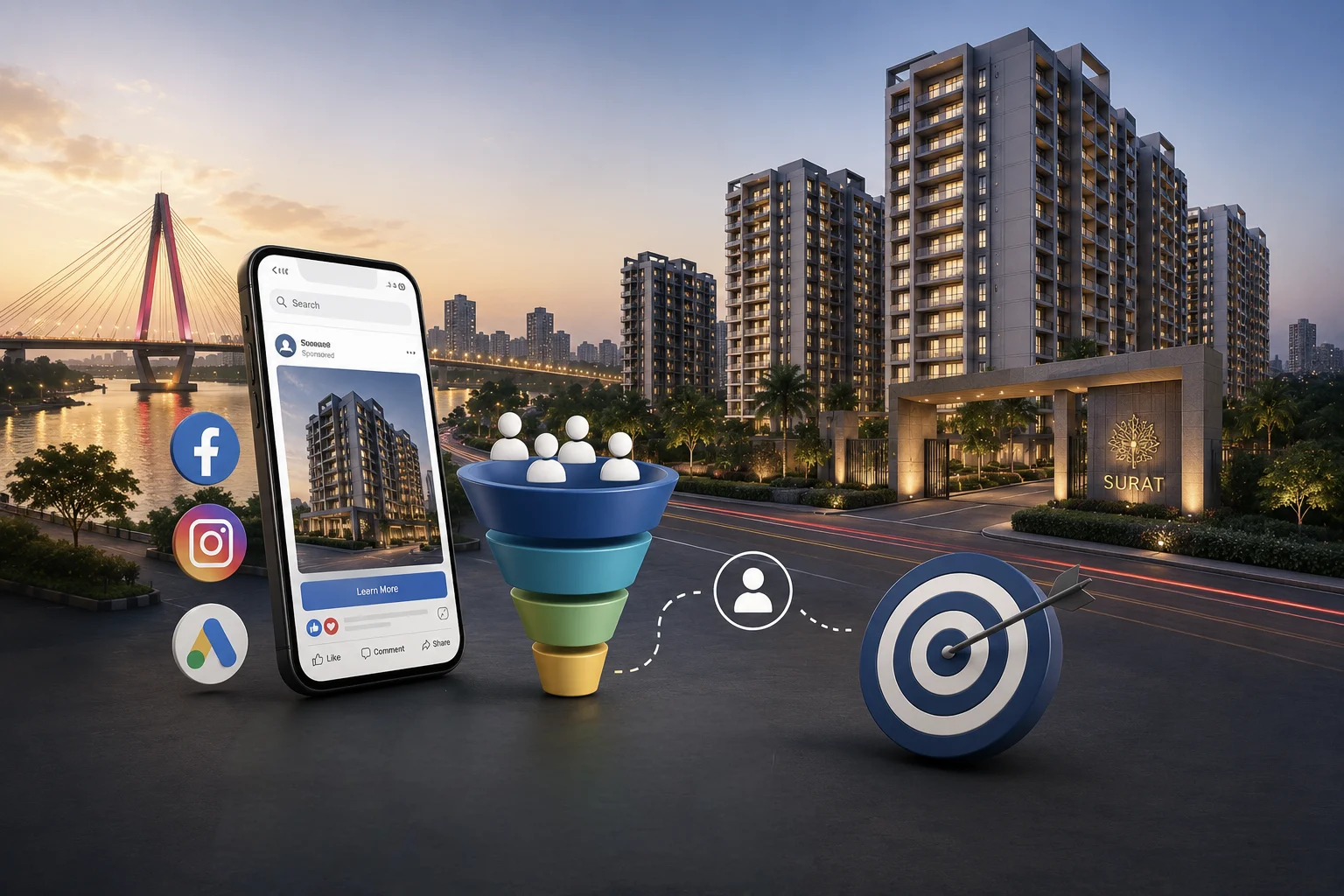Real estate lead generation campaign for a Surat project